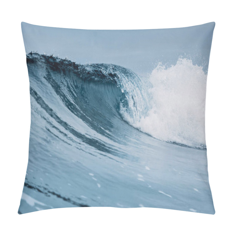 Personality  Crashing Glassy Wave And Cloudy Sky. Breaking Ocean Wave, Perfect Swell For Surfing Pillow Covers