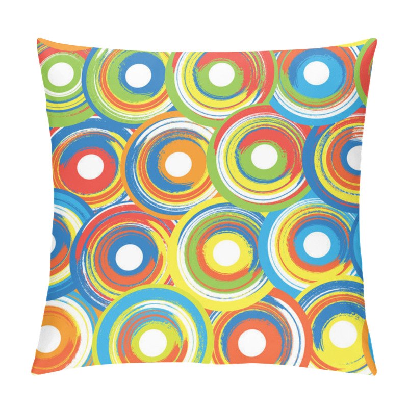 Personality  Colorful Composition Of Overlapping Circles With A Painting Effect. Retro-style. 70's Taste. Seamless Repeating Pattern. Vector Illustration. Excellent As Wallpaper, Wrapping Paper, Prints, Textile, Etc. Pillow Covers