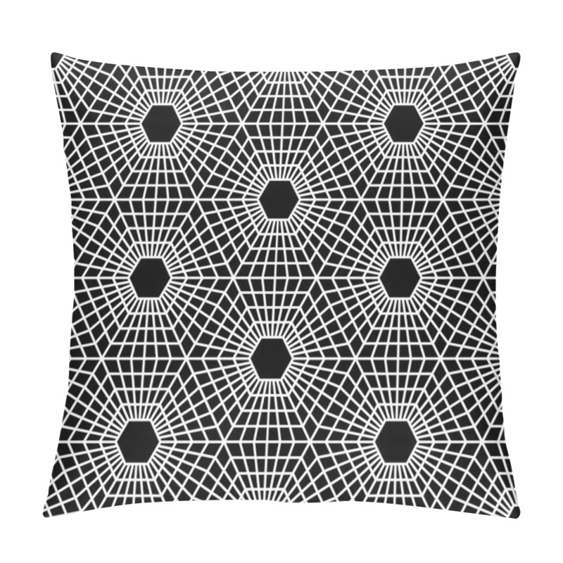 Personality  Vector Modern Seamless  Sacred Geometry Pattern Hexagon, Black And White Abstract Geometric Background, Pillow Print, Monochrome Retro Texture, Hipster Fashion Design Pillow Covers