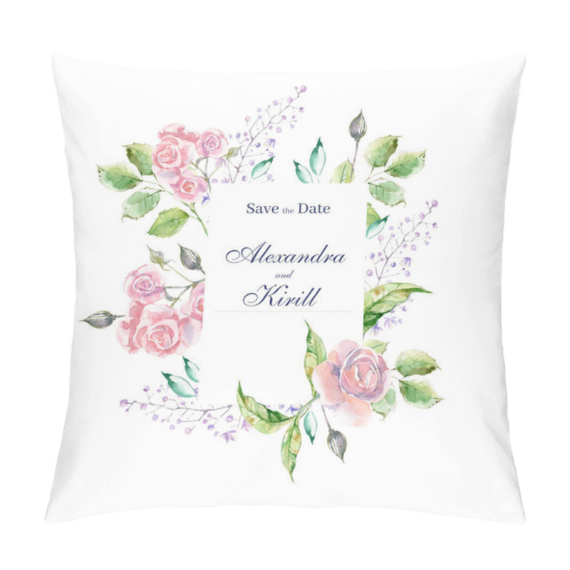 Personality  Watercolor Frame For Wedding Or Romantic Design. Floral Composition, Natural Beauty. Hand Drawn Illustration. Pillow Covers