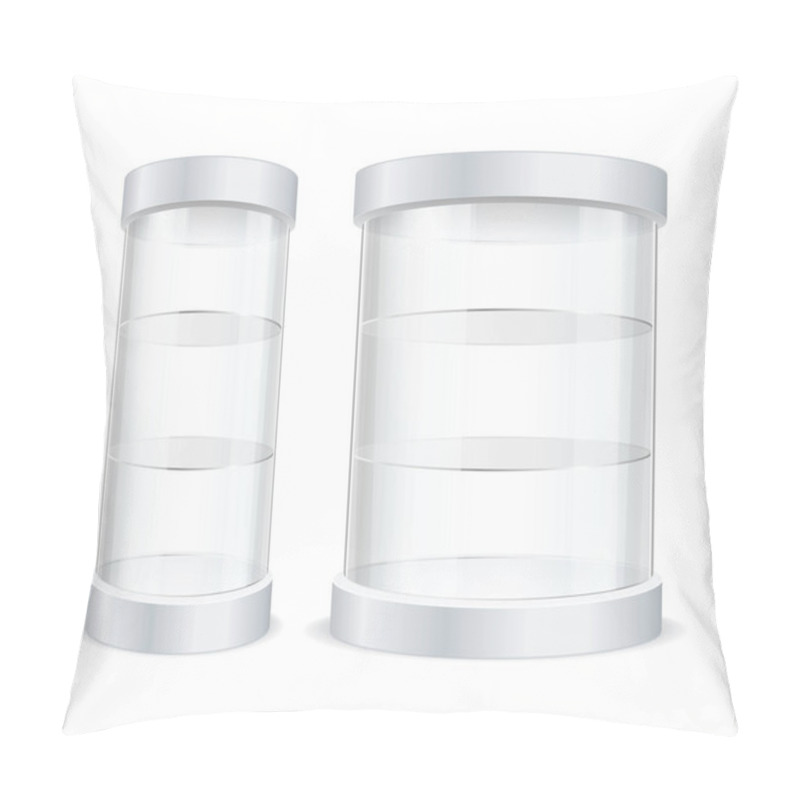 Personality  Realistic Detailed 3d Empty Transparent Showcase Set. Vector Pillow Covers