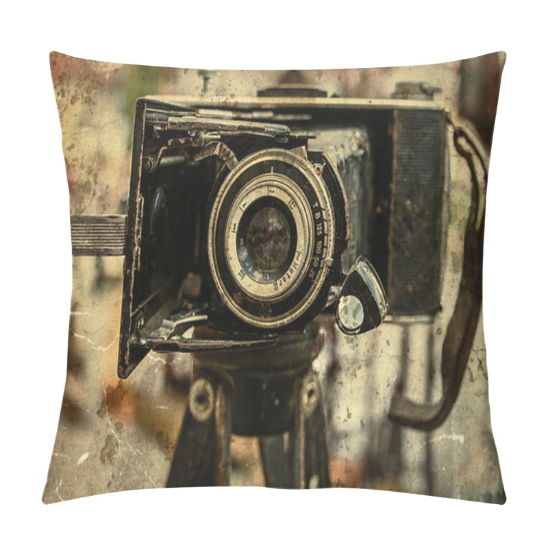 Personality  Old Photo With Old Photo Camera 7 Pillow Covers