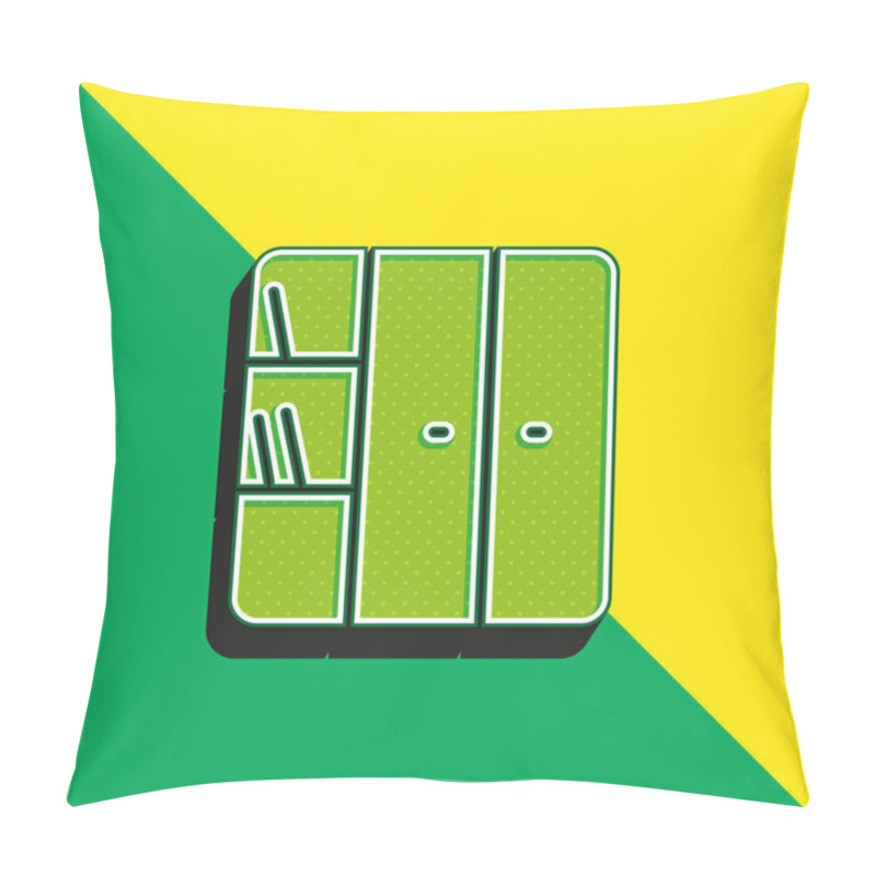 Personality  Bookcase Green And Yellow Modern 3d Vector Icon Logo Pillow Covers