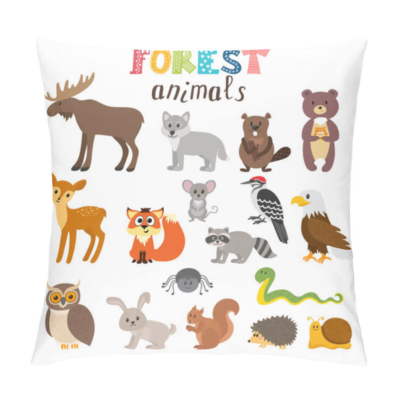 Personality  Set Of Cute Forest Animals In Vector. Woodland. Cartoon Style Pillow Covers