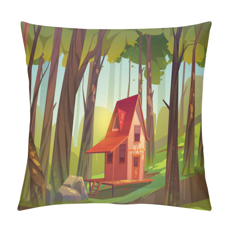 Personality  Wooden House In Forest Or Garden Pillow Covers