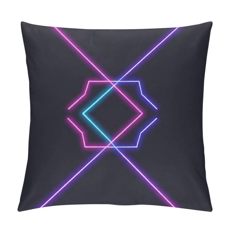 Personality  Logo Design With Glowing Neon Outlines And Sharp Geometric Effects Pillow Covers