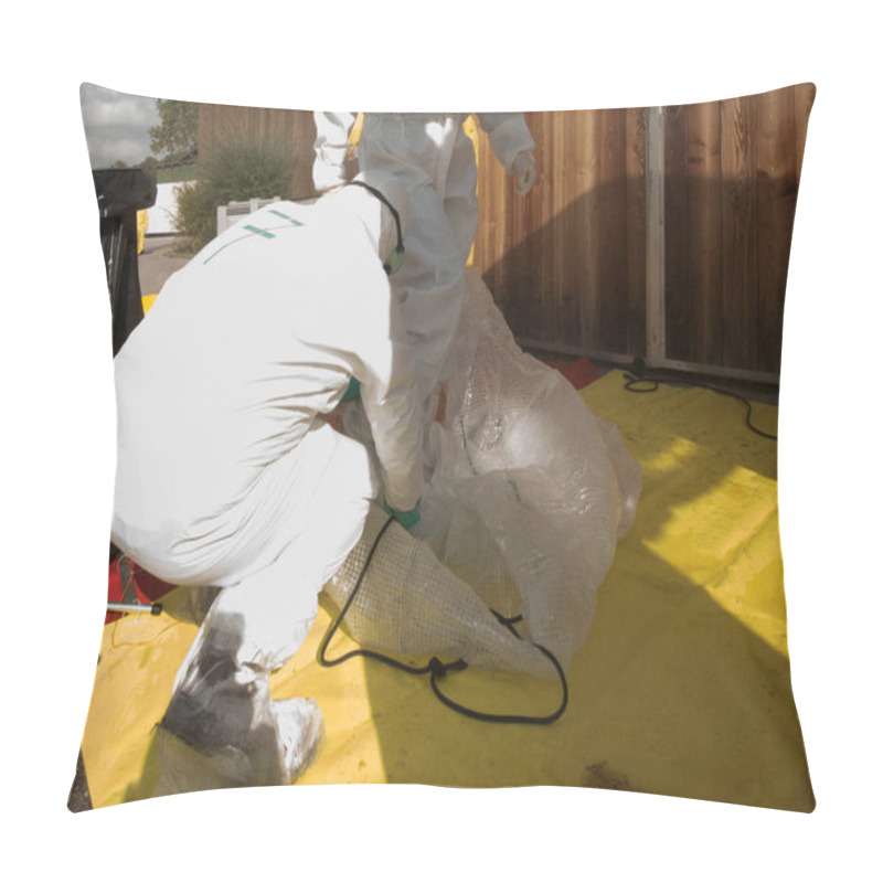 Personality  Wearing Protective Suit In The Epidemic Lock As Protection Against Of Diseases Pillow Covers