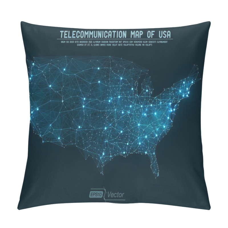 Personality  Abstract Telecommunication Network Map - USA Pillow Covers