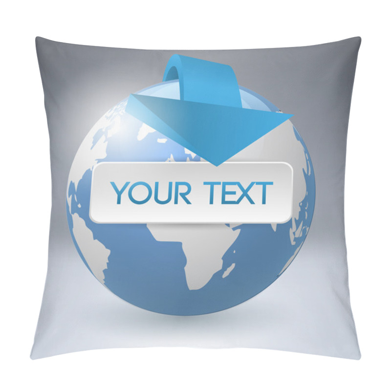 Personality  Vector Button On Earth With Arrow. Pillow Covers