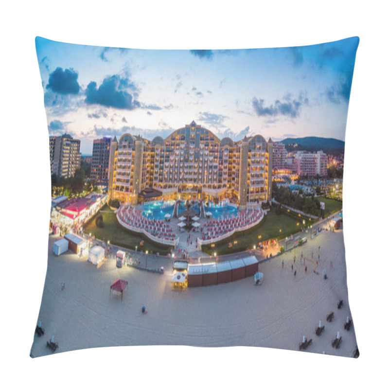 Personality  NESSEBAR, BULGARIA - JULY 12: View Of Victoria Palace From The Black Sea In Nessebar, Bulgaria At July 12, 2018 Pillow Covers