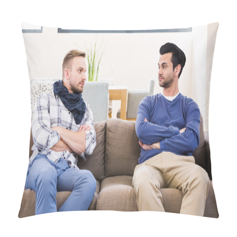 Personality  Gay Couple Having Disagreement Pillow Covers