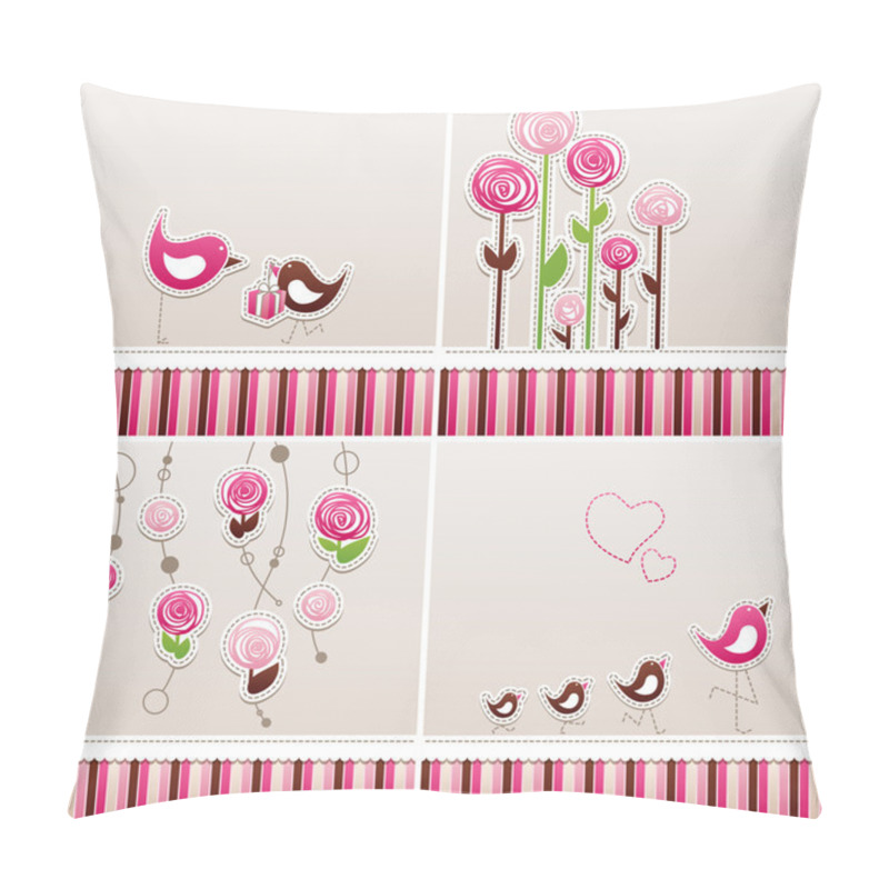 Personality  Set Of Four Backgrounds About Mother's Day. Pillow Covers