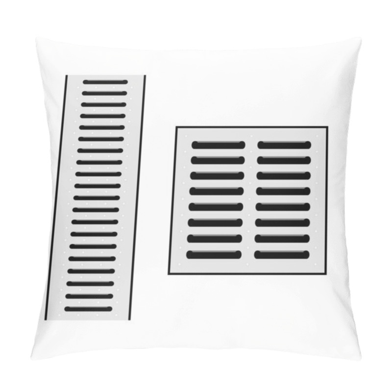 Personality  Drainage Systems, Grate For Water Drainage - Illustration Isolated On White Background. Concept - Construction Of Houses, Sewage. Rain Drain - Top View Pillow Covers