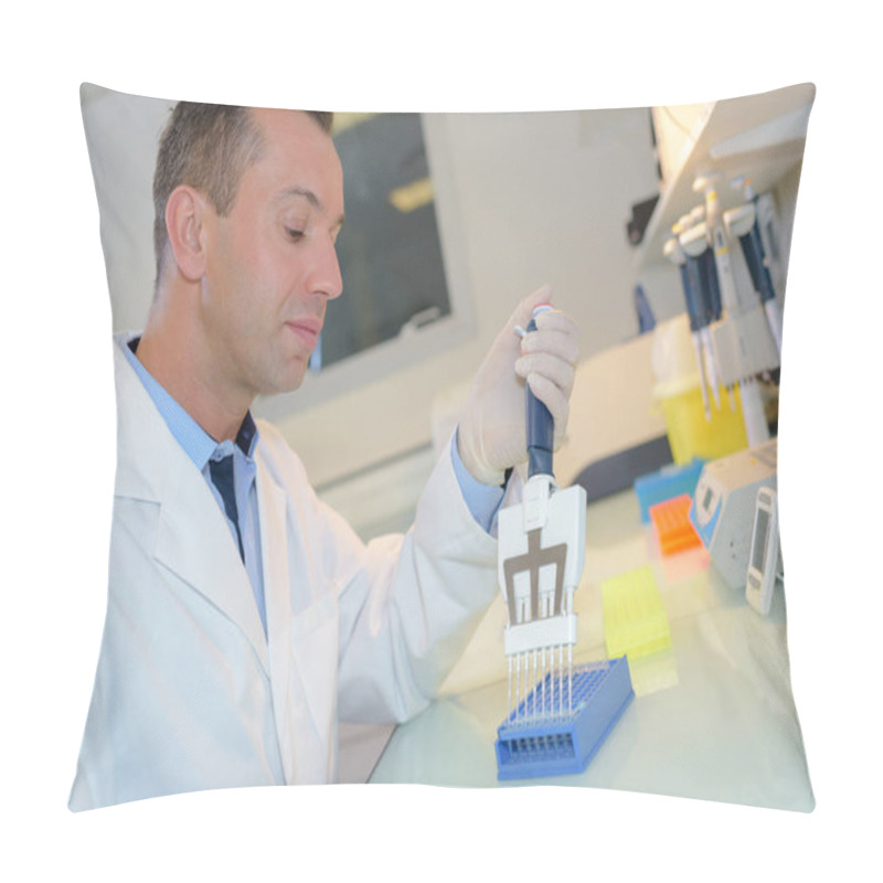 Personality  Happy Young Male Researcher Working In His Lab Pillow Covers