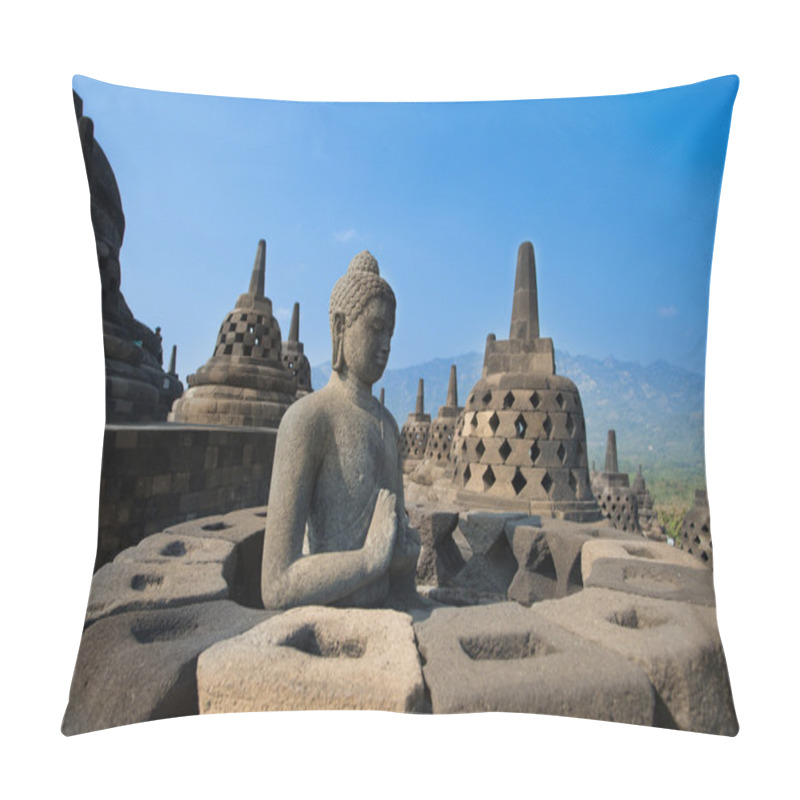 Personality  Buddha Statue At Candi Borobudur Pillow Covers