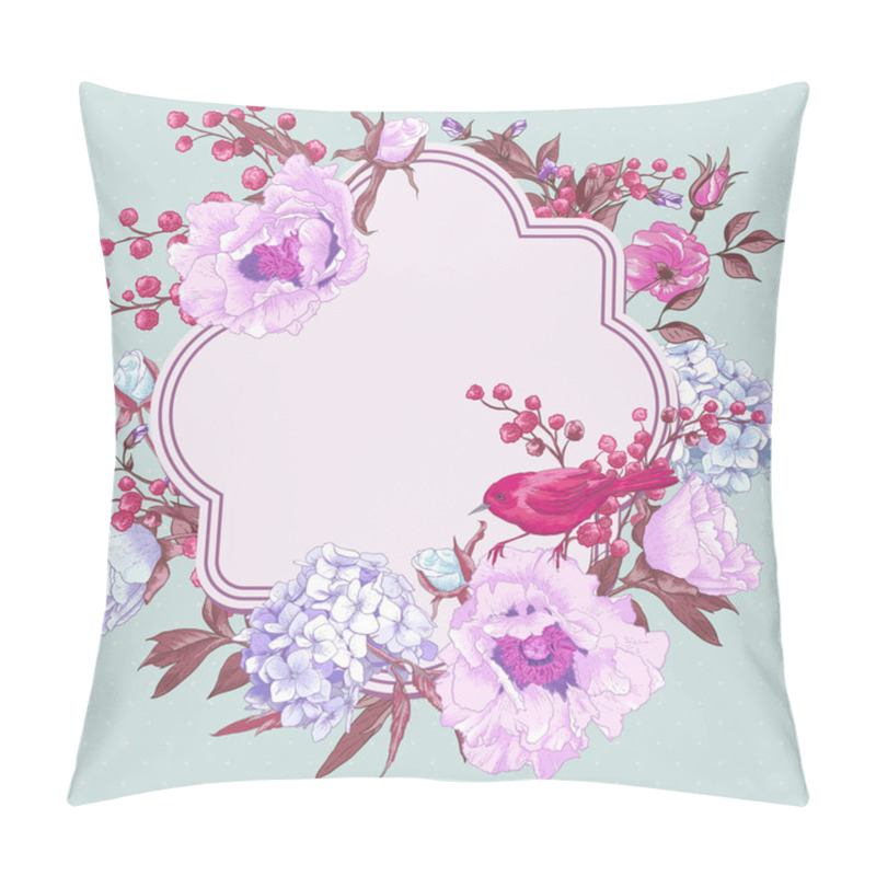 Personality  Gentle Spring Floral Bouquet With Birds Pillow Covers