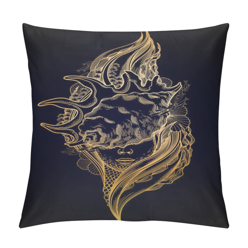 Personality  Graphic Mermaid Head Pillow Covers