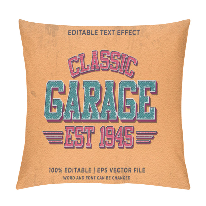 Personality  Editable Text Effect - Classic Garage Template Retro Style Premium Vector Pillow Covers