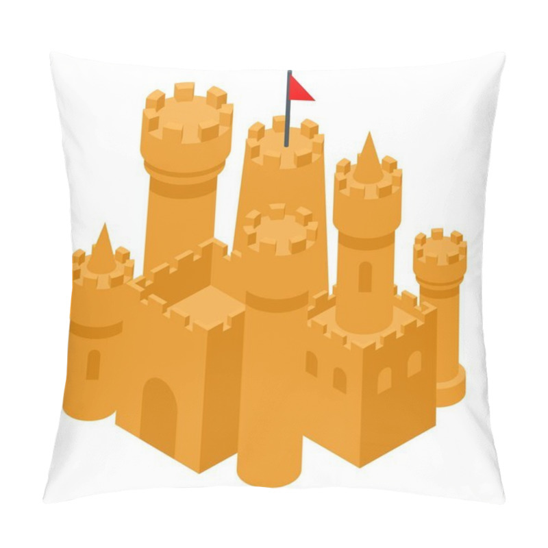 Personality  Beach Sand Castle Icon, Isometric Style Pillow Covers