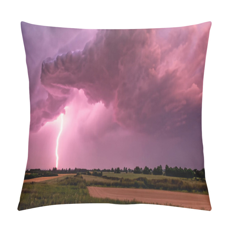 Personality  Ray. Lightning Storm. Lightning Bolt Storm. Fork Lightning Striking. Lightning Thunderstorm Flash Over The Night Sky. Concept On Topic Weather, Cataclysms (hurricane, Typhoon, Tornado, Storm). Pillow Covers