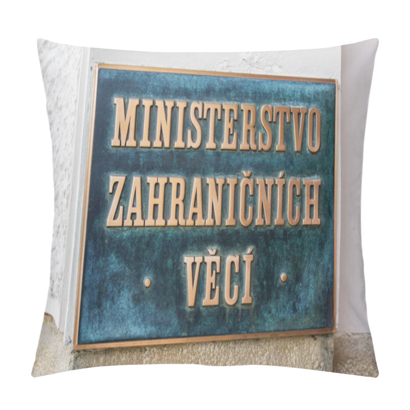 Personality  Signboard With Words Foreign Affairs Ministry Written In Czech L Pillow Covers