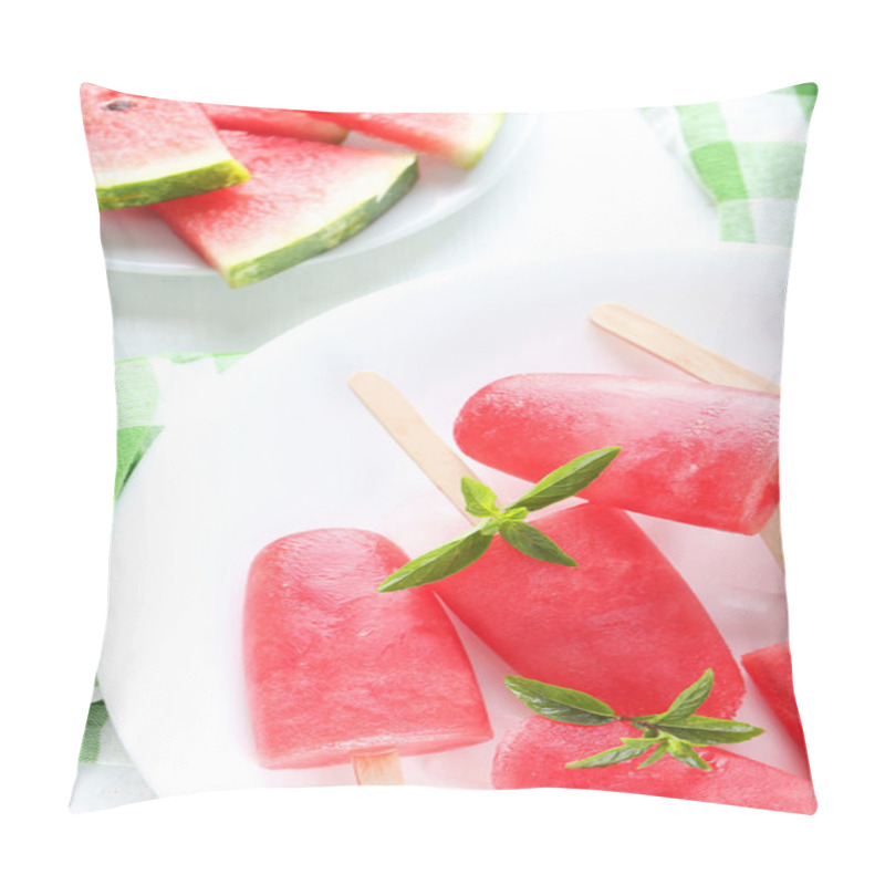 Personality  Watermelon Popsicle On Plate Pillow Covers