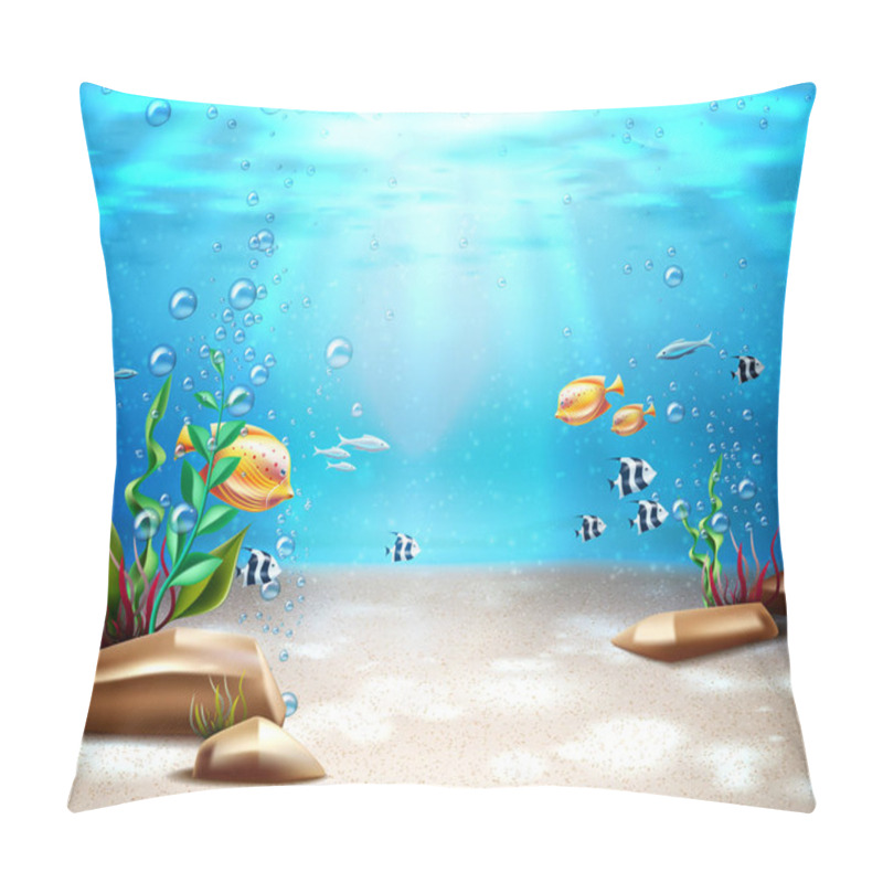 Personality  Vector Underwater Life Sea Bottom Scene Background Pillow Covers