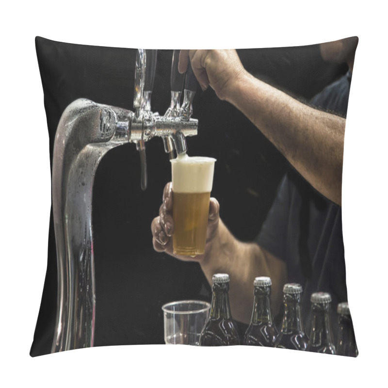 Personality  Man Drawing Beer From Tap Pillow Covers