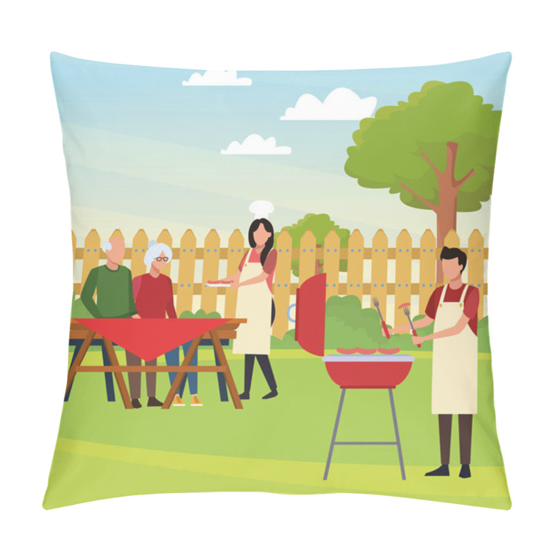 Personality  Avatar Man And Family In A Picnic Time Pillow Covers