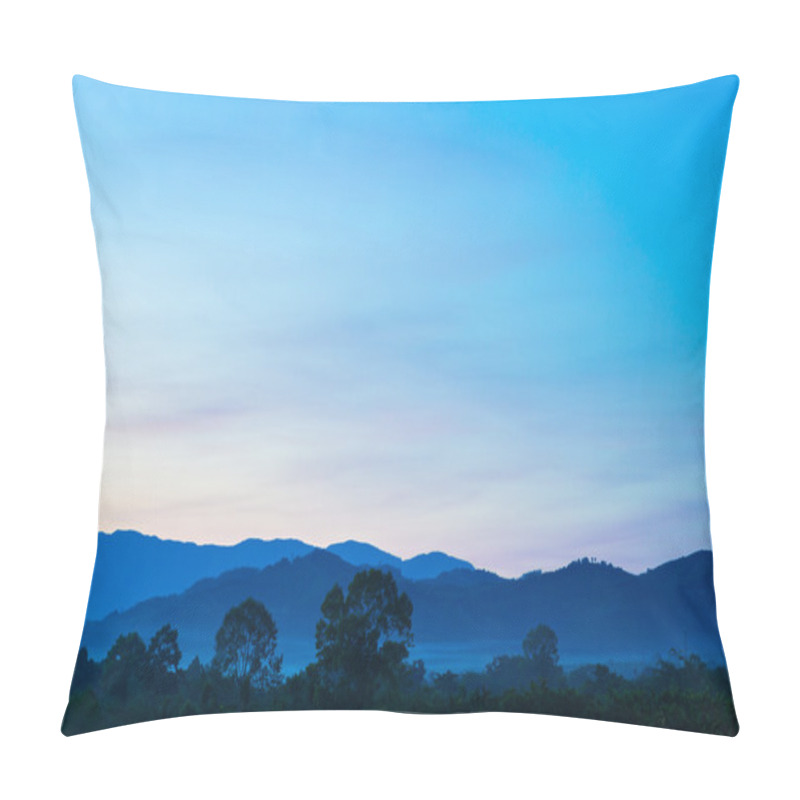 Personality  Misty Morning Sunrise Of Hilly Area With Ray Of Light. Pillow Covers