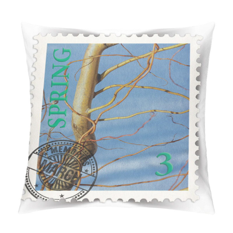 Personality  Label For Various Fresh Organic Products Ads Stylized As Post Stamp Pillow Covers