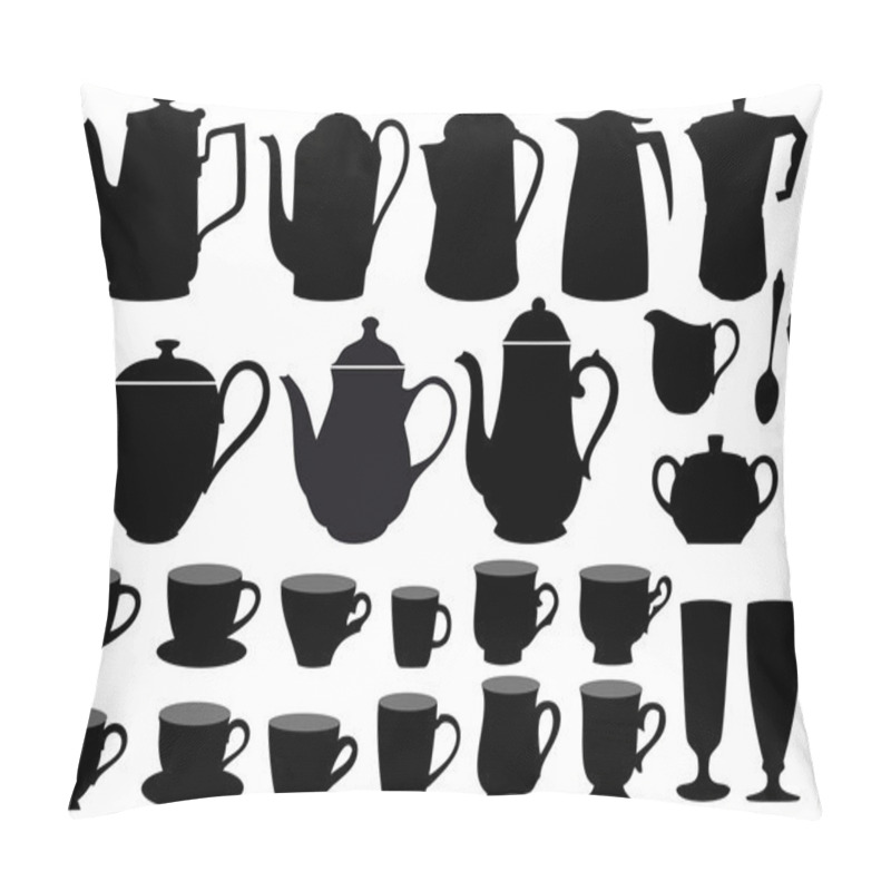 Personality  Coffee Cups And Pots, Vector Pillow Covers