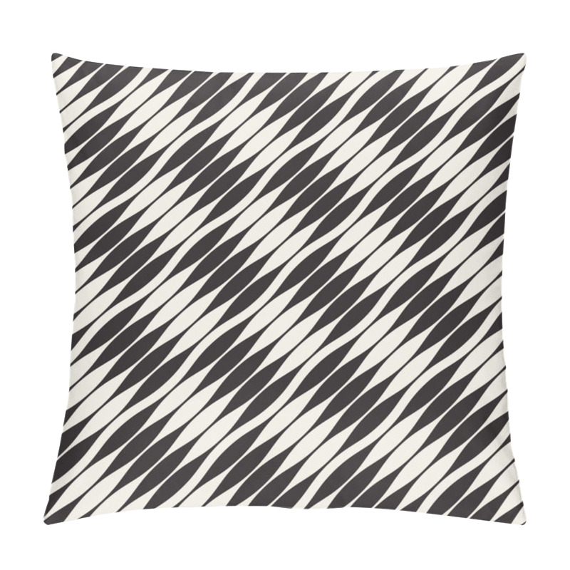 Personality  Wavy Stripes Vector Seamless Pattern. Retro Wavy Texture. Geometric Lines Monochrome Design. Pillow Covers