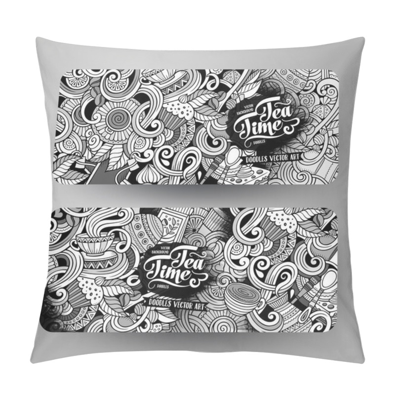 Personality  Cartoon Line Art Doodles Cafe Banners Pillow Covers