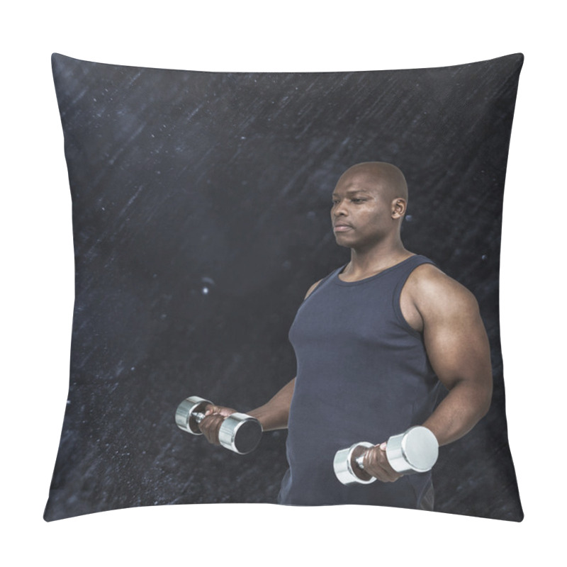 Personality  Muscular Man Exercising With Dumbbell Pillow Covers