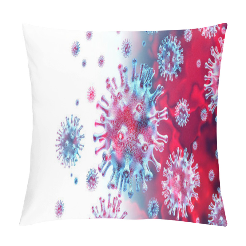 Personality  Coronavirus Pandemic Spread And Outbreak Or Coronaviruses Influenza Background As Dangerous Flu Strain Cases As A Pandemic Medical Health Risk Concept With Disease Cells As A 3D Render. Pillow Covers