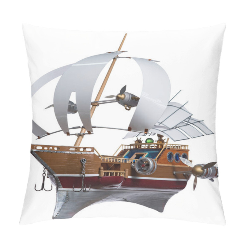 Personality  Flying Is A Fantastic Sailing Boat With Powerful Motors And Propellers On A White Background Pillow Covers