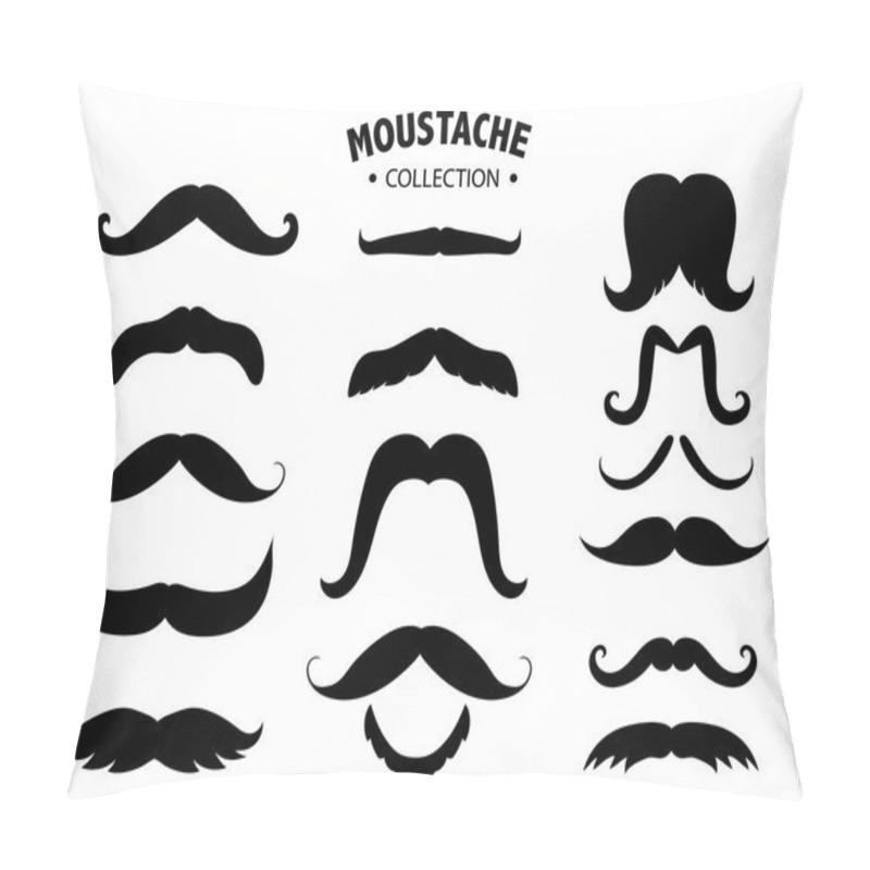 Personality  Set Of Mustaches Silhouettes,Men's Mustaches,Vector Illustrations Pillow Covers