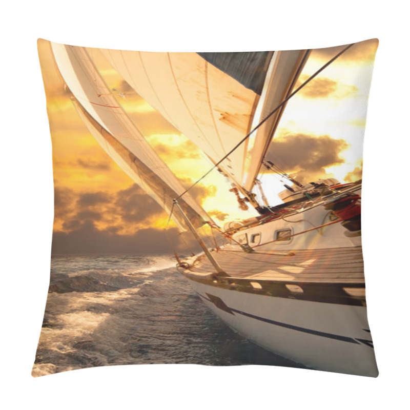 Personality  Sailboat Crop During The Regatta Pillow Covers