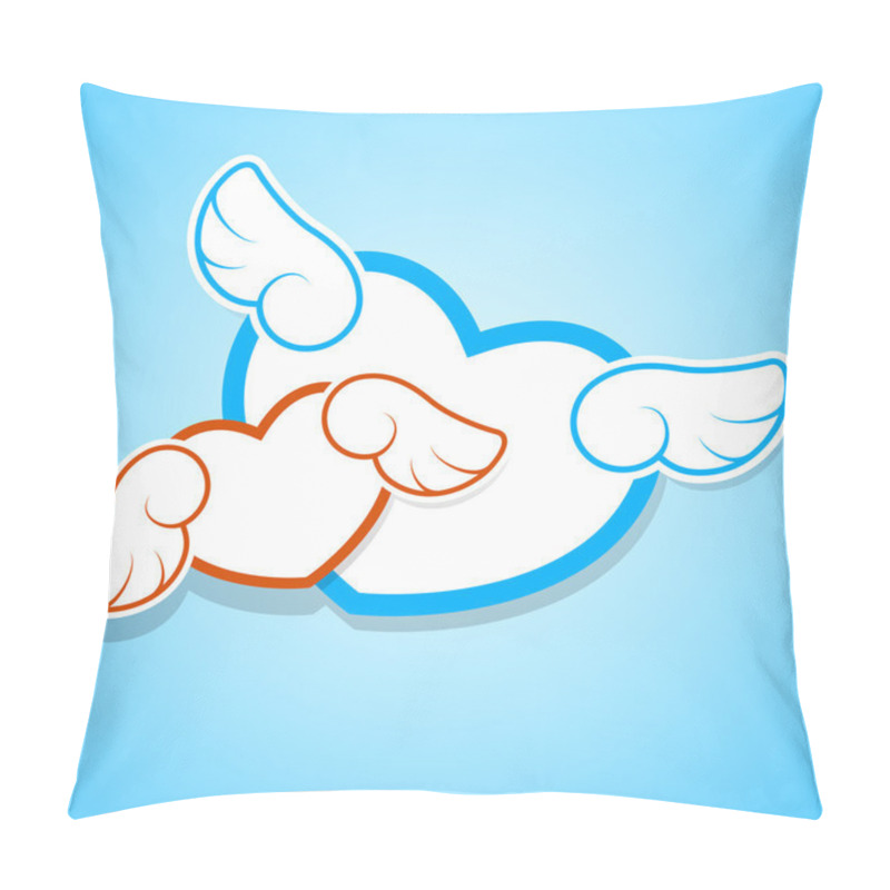 Personality  Vector Illustration Of Two Hearts With Wings. Pillow Covers