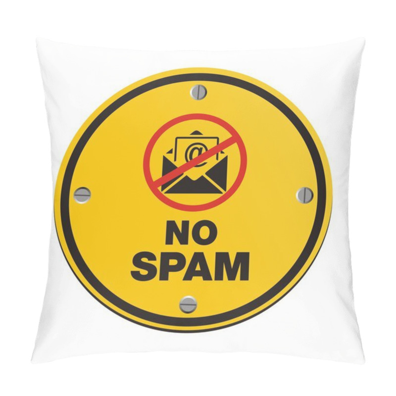 Personality  No Spam Yellow Sign - Round Sign Pillow Covers