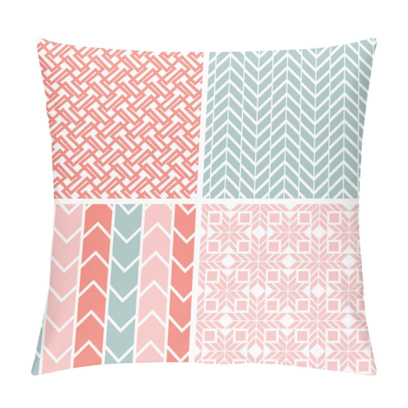 Personality  Set Of Four Gray Pink Geometric Patterns And Backgrounds Pillow Covers