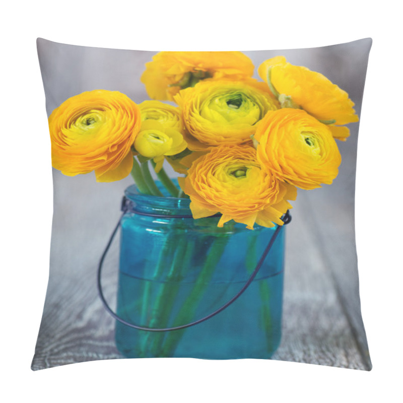 Personality  Yellow Ranunculus In Vase Pillow Covers