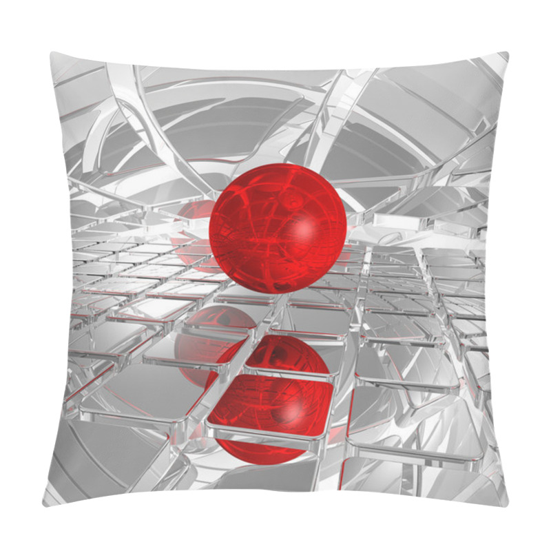 Personality  Abstract Futuristic Background With Red Ball - 3d Illustration Pillow Covers