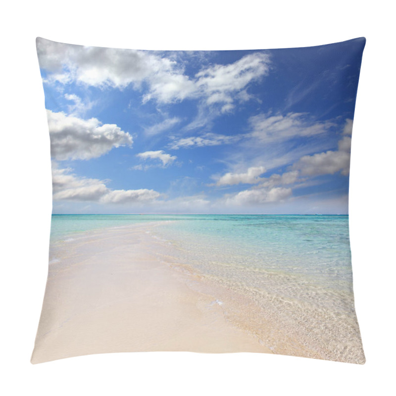 Personality  Beautiful Landscape With White Sandy Sea Spit Beach Leading Into A Warm Tropical Ocean Pillow Covers