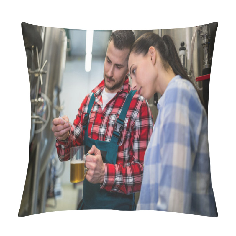 Personality  Brewers Testing Beer With Litmus Paper Pillow Covers