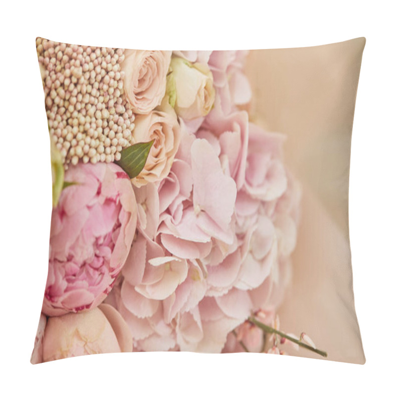 Personality  Bouquet Of Roses And Pink Peonies On Table Pillow Covers