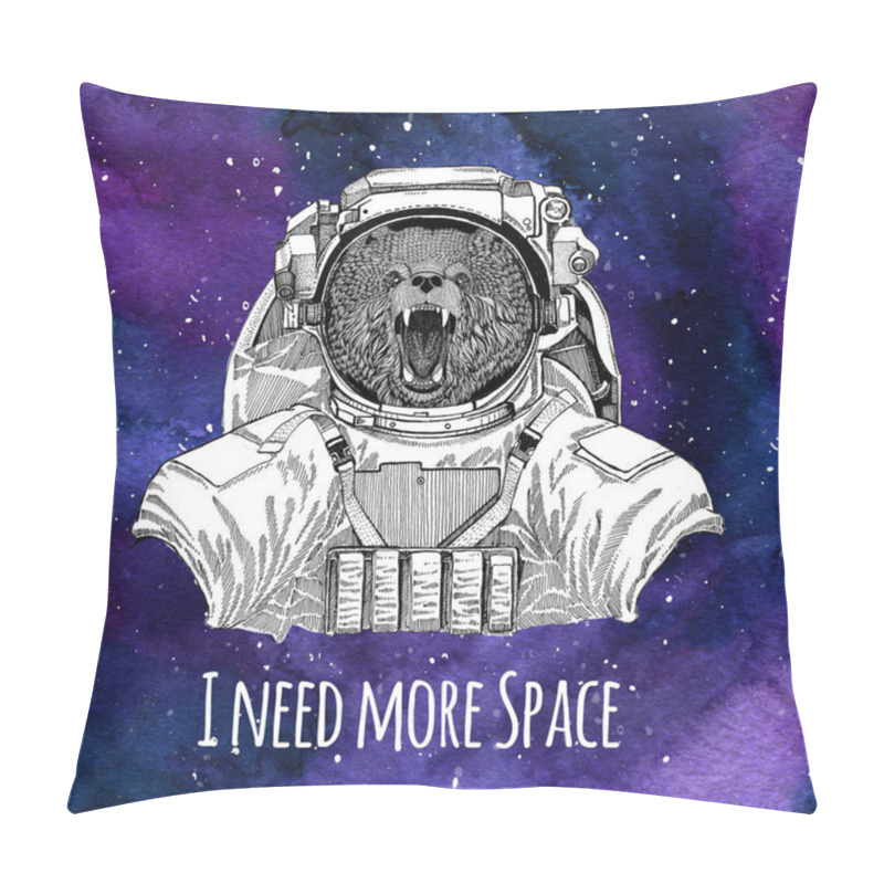 Personality  Animal Astronaut Brown Bear Russian Bear Wearing Space Suit Galaxy Space Background With Stars And Nebula Watercolor Galaxy Background Pillow Covers