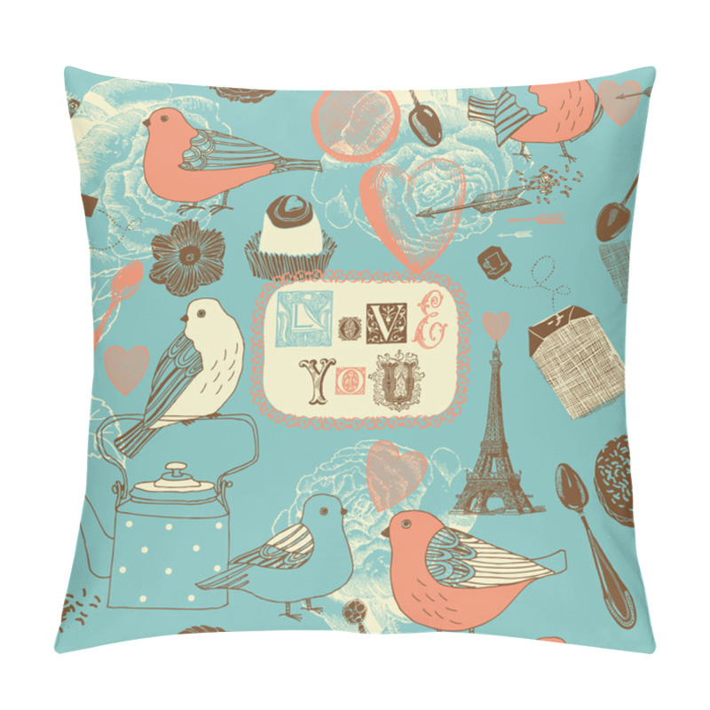 Personality  Assorted Illustrations Of Valentine Symbols Pillow Covers