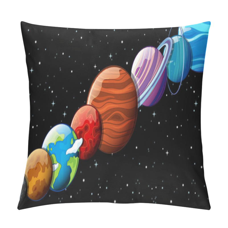 Personality  Thumbnail Design With Solar System Illustration Pillow Covers